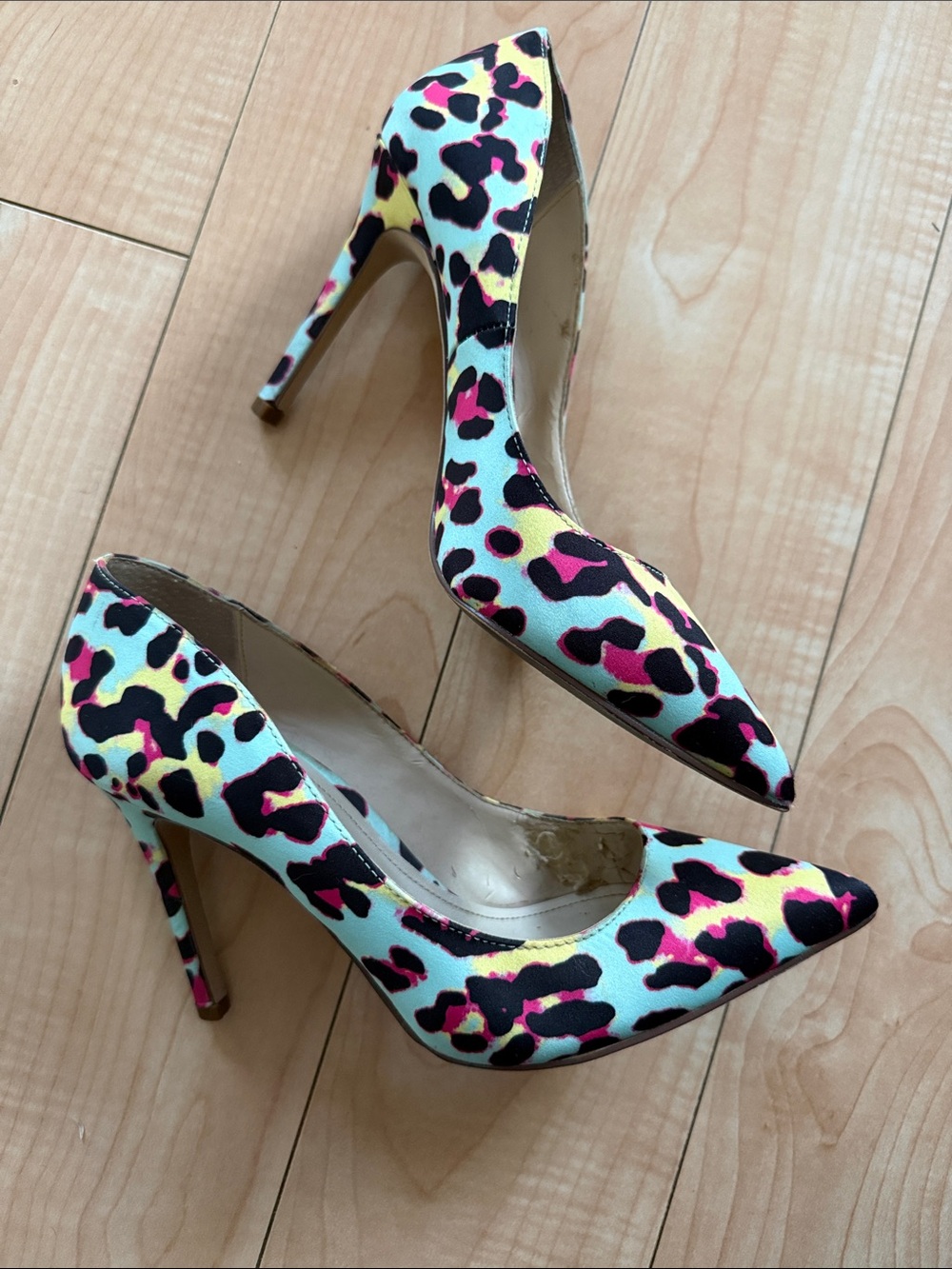 Aldo Leopard Print Pointed Stiletto Pumps - Black, Pink, Yellow